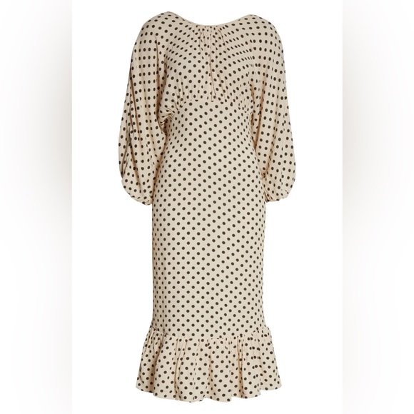 NWT TiMo Polka Dot Bubble Crepe Midi Dress - Picture 14 of 16